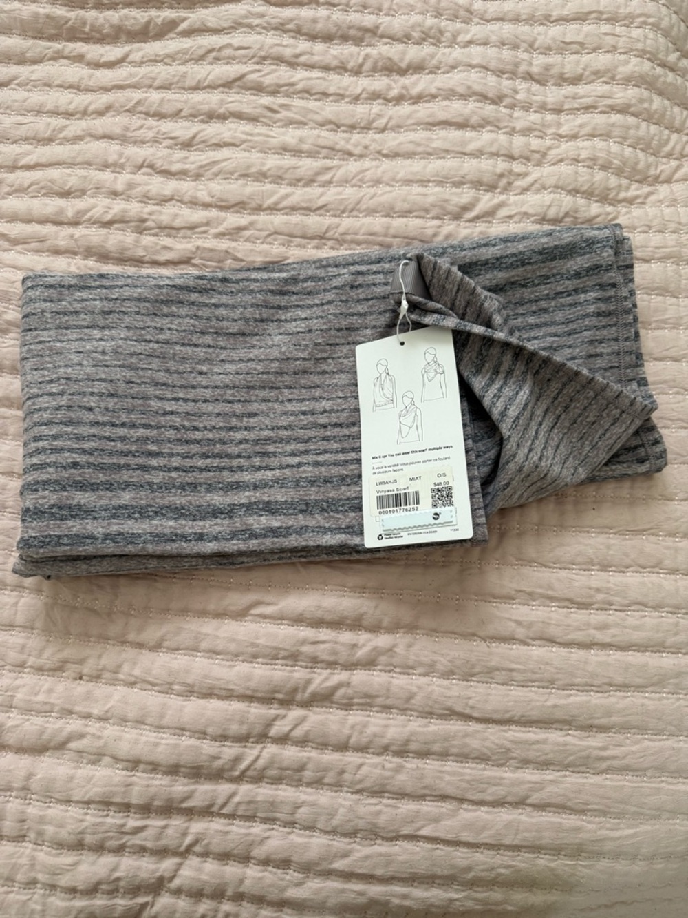 lululemon athletica Gray Striped Vinyasa Scarf